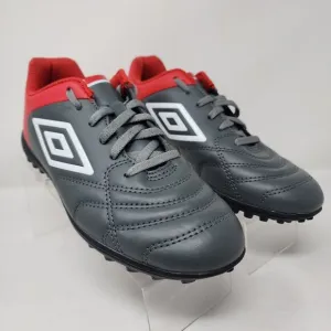 Umbro Soccer Turf Shoes Junior 5 Grey Classic Logo Lace Up Sneakers Leather