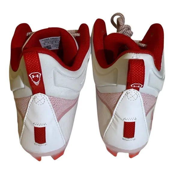 Under Amour Command MC Mid Lacrosse Cleats Men's Size 12 Red White NWOB