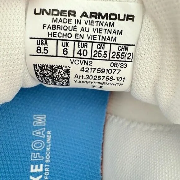 Under Armour Charged Rogue 3 IRID Women's 8.5 White Running Shoes Sneakers NEW