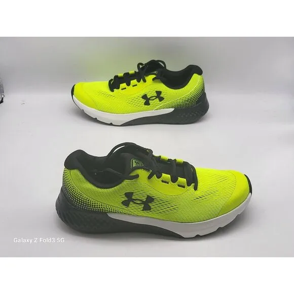 Under Armour Kids Charged Rogue 4 Running Shoes Neon Yellow &amp; Black Size 6Y