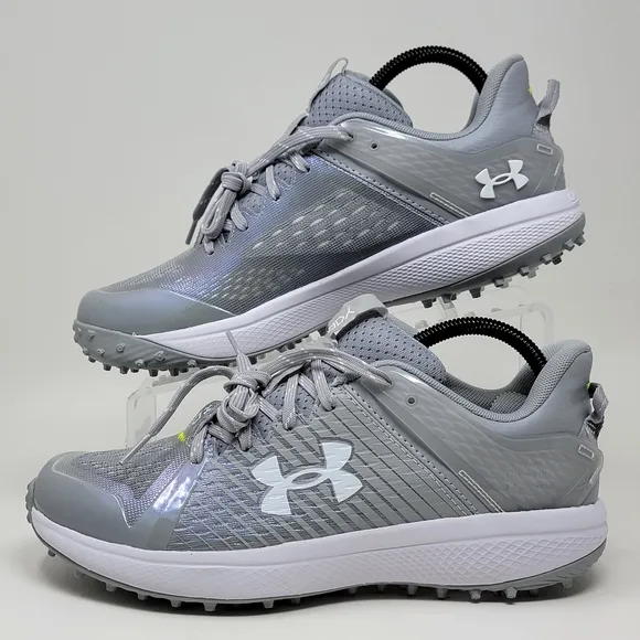 Under Armour Men's Yard Turf Baseball Shoes 3025593-102 Gray White Size 8 New