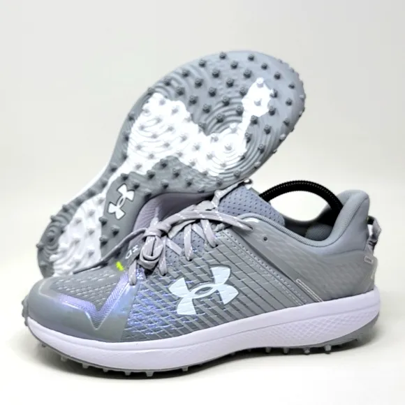 Under Armour Men's Yard Turf Baseball Shoes 3025593-102 Gray White Size 8 New