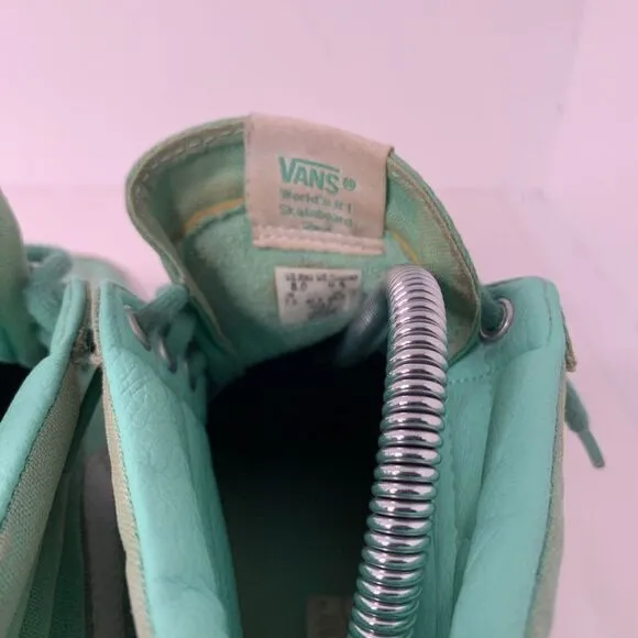 VANS Sk8-Hi Tops UNISEX Grass Green/White US M8 ‎ W9.5 Pre Loved