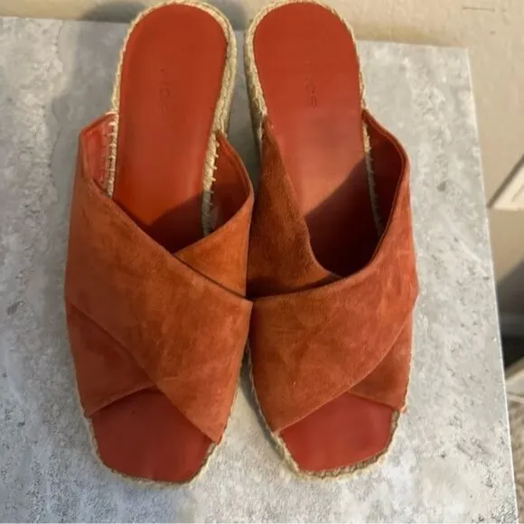 Vince Gaelan Wedge Espadrille Sandal Red Clay Sz 9.5M Retail $350