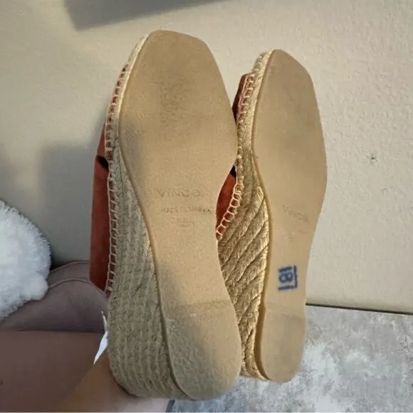 Vince Gaelan Wedge Espadrille Sandal Red Clay Sz 9.5M Retail $350
