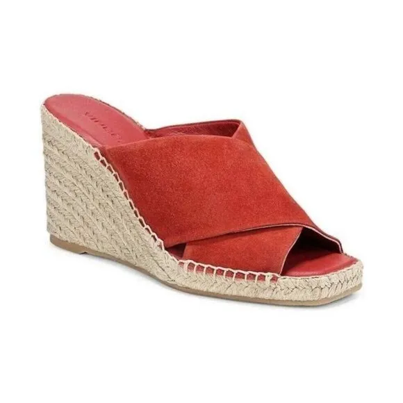 Vince Gaelan Wedge Espadrille Sandal Red Clay Sz 9.5M Retail $350