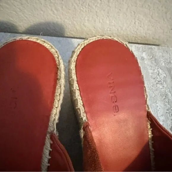 Vince Gaelan Wedge Espadrille Sandal Red Clay Sz 9.5M Retail $350