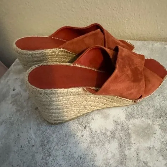 Vince Gaelan Wedge Espadrille Sandal Red Clay Sz 9.5M Retail $350