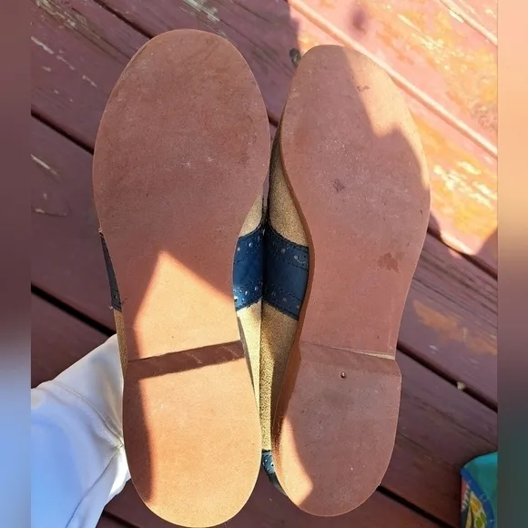 Vintage Turf Shoe Women's Size 7 Saddle Shoes Blue Brown Leather Suede Rare