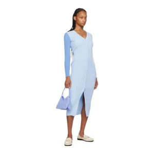 Women's STAUD Blue Colorblock Knit Midi Dress Size Small