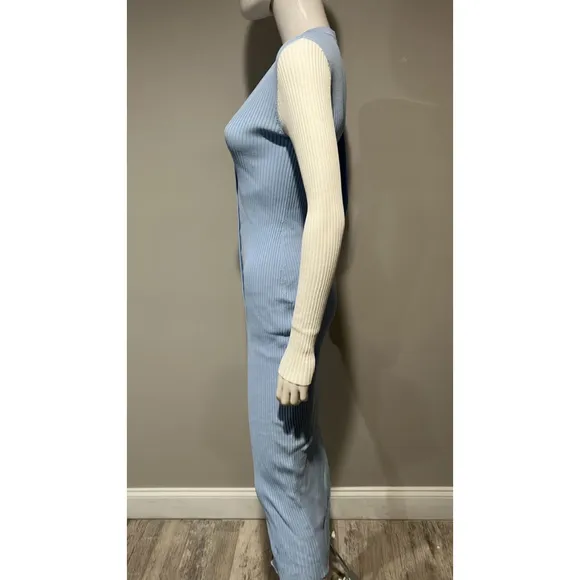 Women's STAUD Blue Colorblock Knit Midi Dress Size Small
