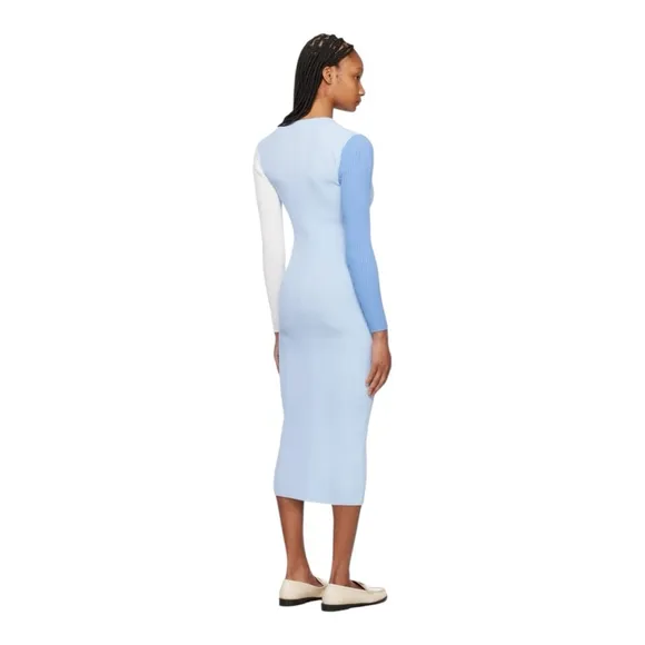 Women's STAUD Blue Colorblock Knit Midi Dress Size Small