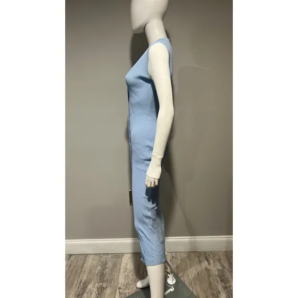 Women's STAUD Blue Colorblock Knit Midi Dress Size Small