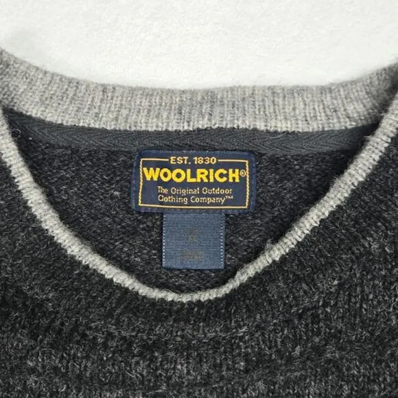 Woolrich Dark Grey Heather 85% Wool Pullover Sweater Men's Size XL Long Sleeve