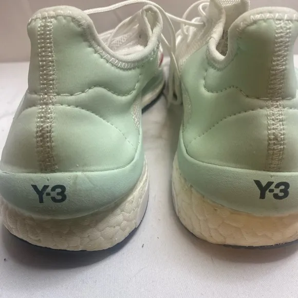 Y-3 ADIZERO RUNNER White Sneakers with Red Accents SIZE 10.5