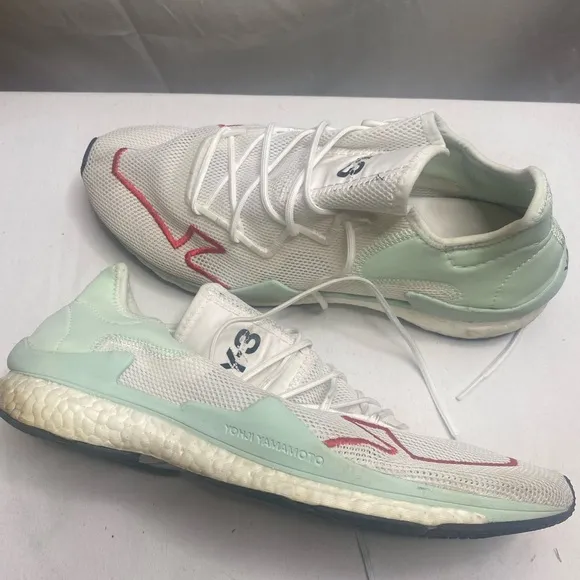 Y-3 ADIZERO RUNNER White Sneakers with Red Accents SIZE 10.5