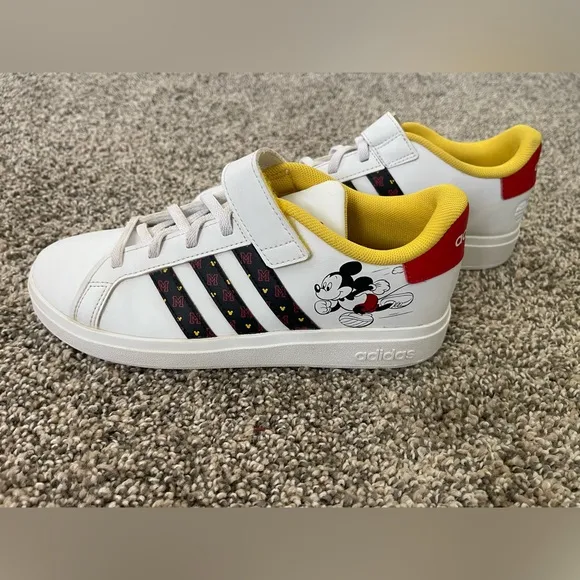 Youth Kids Adidas Disney Grand Court Mickey Mouse Sneakers Shoes Size 4