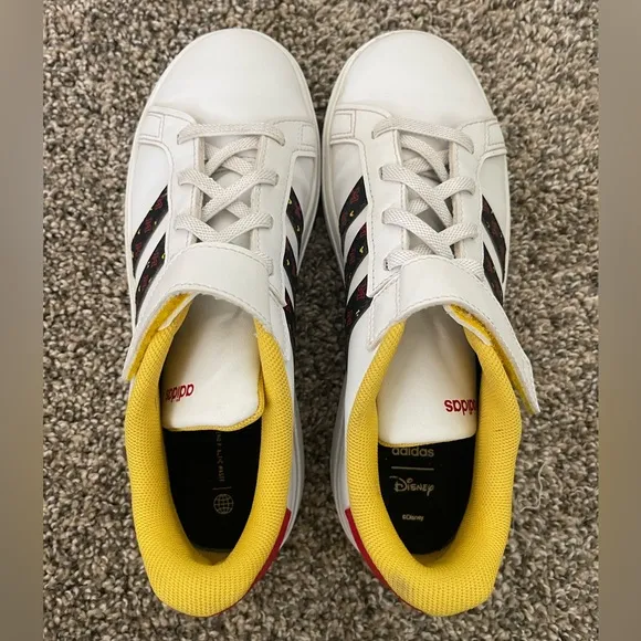 Youth Kids Adidas Disney Grand Court Mickey Mouse Sneakers Shoes Size 4
