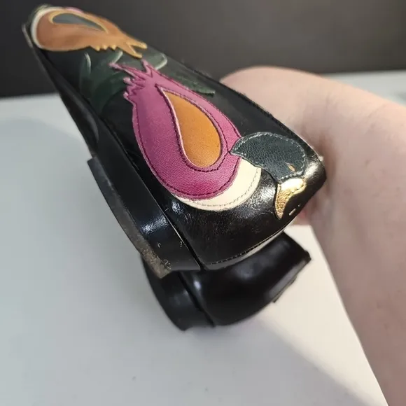 Zalo Rare VINTAGE Layered Embossed LEATHER Mallard DUCKS in grass 6.5 AA