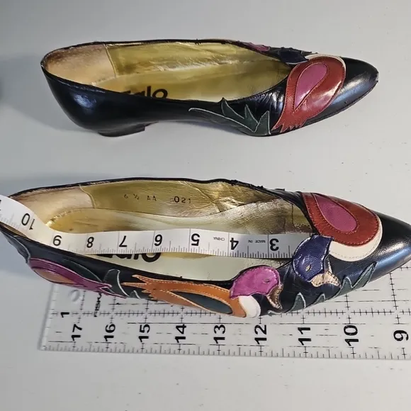 Zalo Rare VINTAGE Layered Embossed LEATHER Mallard DUCKS in grass 6.5 AA