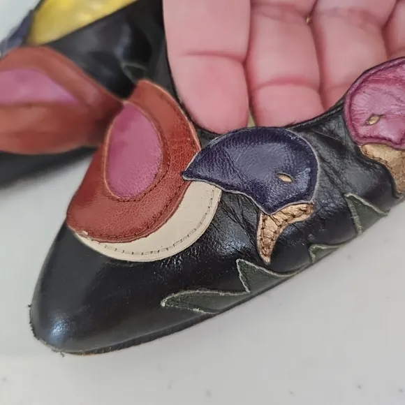 Zalo Rare VINTAGE Layered Embossed LEATHER Mallard DUCKS in grass 6.5 AA